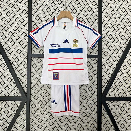 1998 Retro France Visitante Kit Talla Niño