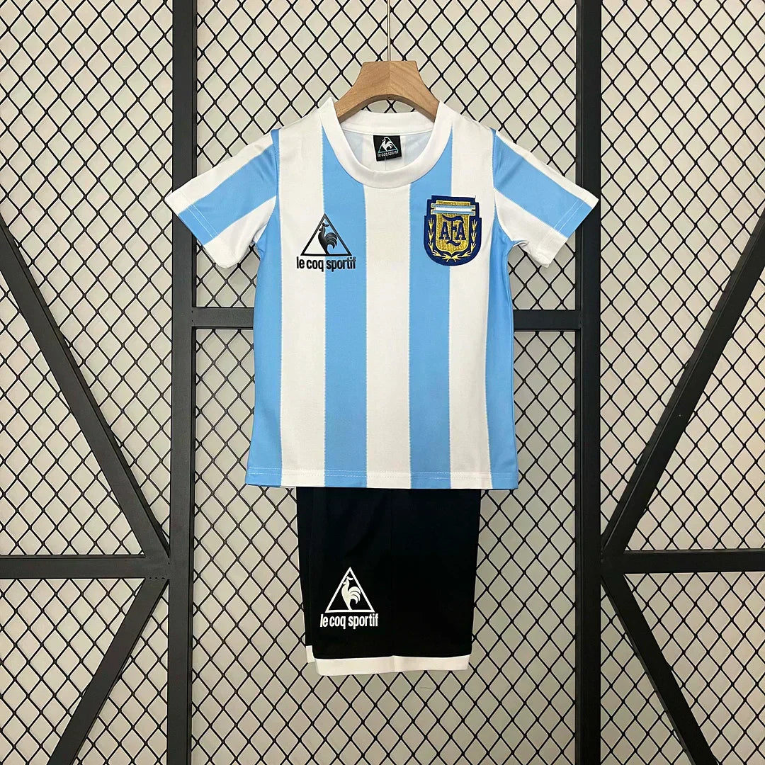 1986 Retro Argentina Local Kit Talla Niño