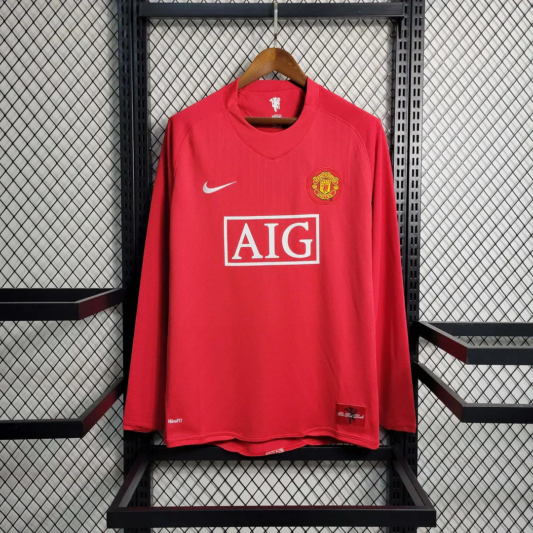 Manchester United Retro 2007-2008 Local Kit Manga Larga