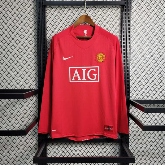 Manchester United Retro 2007-2008 Local Kit Manga Larga